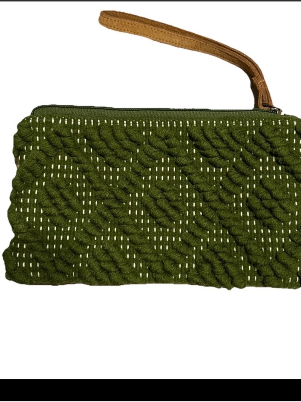 Panache Green zippered wristlet.